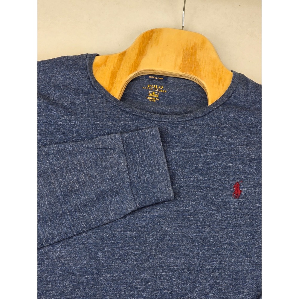Polo Ralph Lauren Men's XL Blue Heather Long Sleeve Crew Neck Custom Fit‎